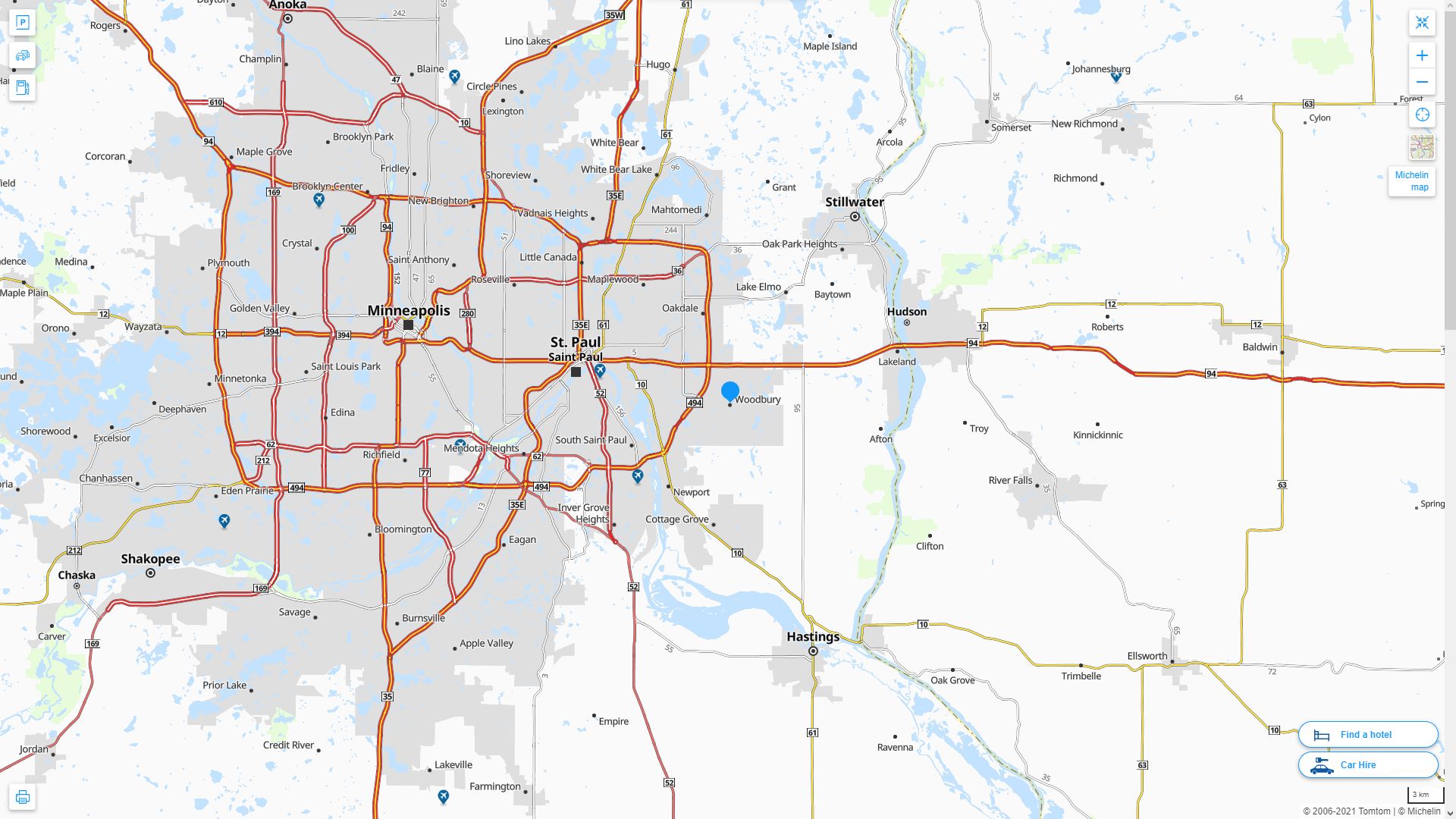 Woodbury Minnesota Highway and Road Map